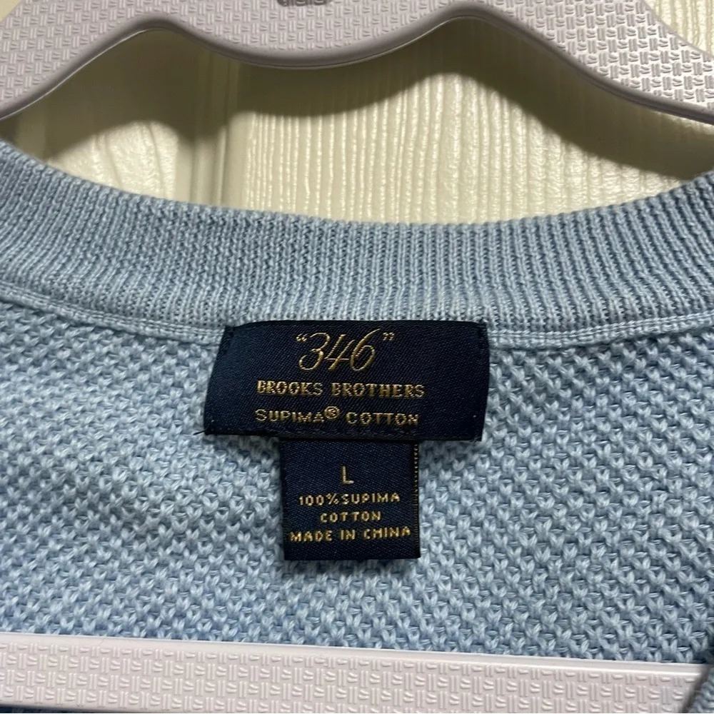 BROOKS BROTHERS Men's Supima Cotton Sweater Vest V-Neck Layering baby blue L